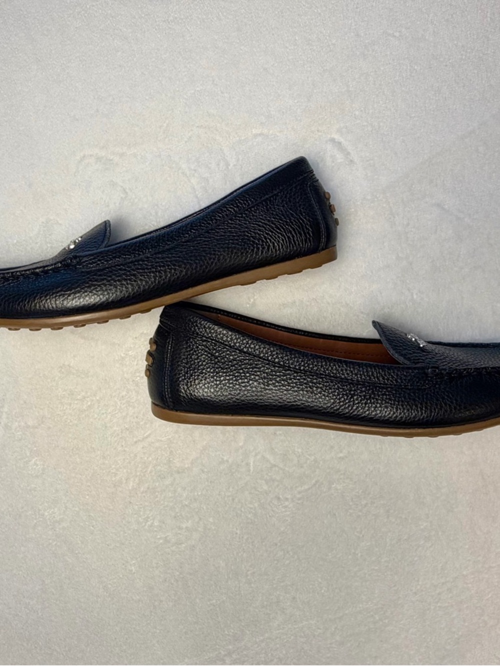 Coach Black Pebbled Leather Driver Loafers Horse & Carriage Logo Women’s 7.5B - Picture 8 of 13